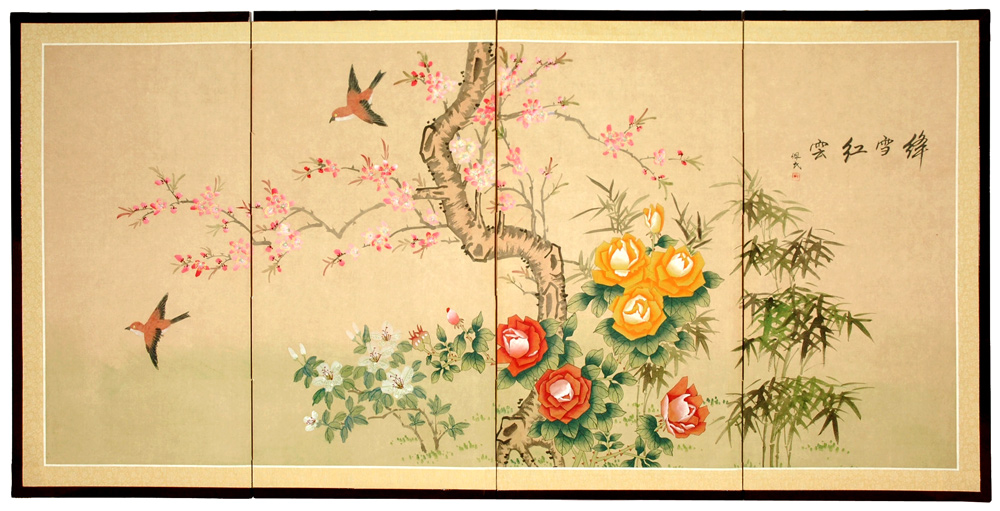 Oriental Furniture Butterfly and Flowers ART-WCOLOR3