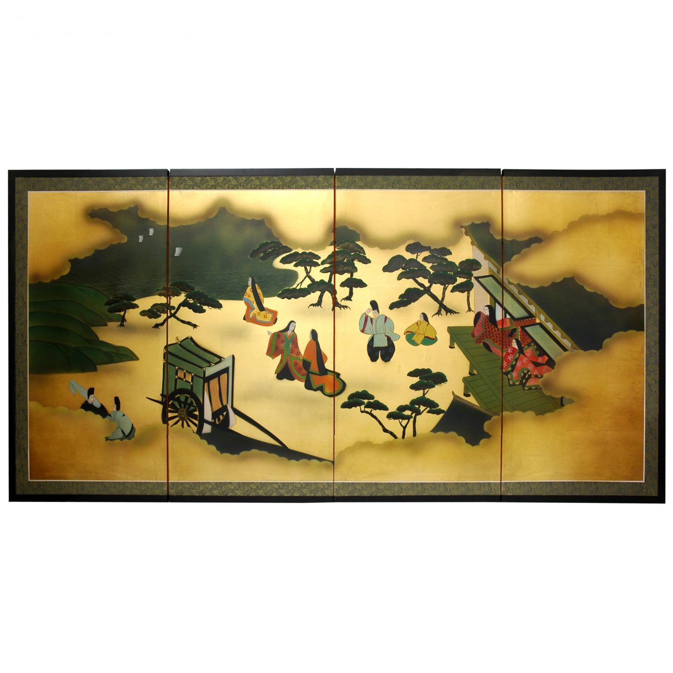 Gold Leaf 'From Heaven Above' Silk Painting (China) .