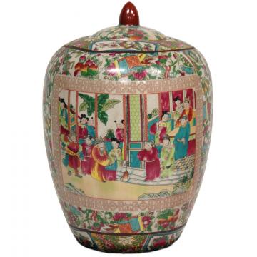 11" Rose Medallion Porcelain Jar