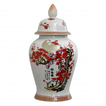 18" Cherry Blossom Porcelain Temple Jar