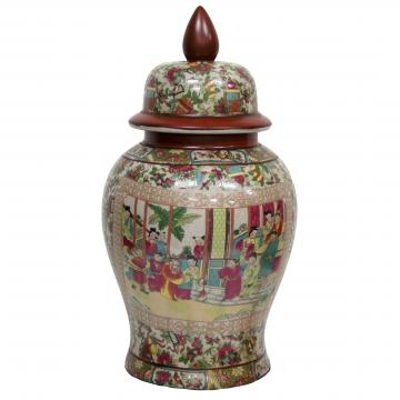 18" Rose Medallion Porcelain Temple Jar