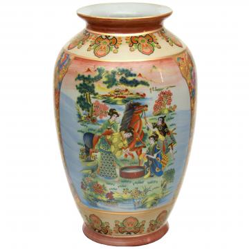 14" Horse in Meadow Porcelain Tung Chi Vase