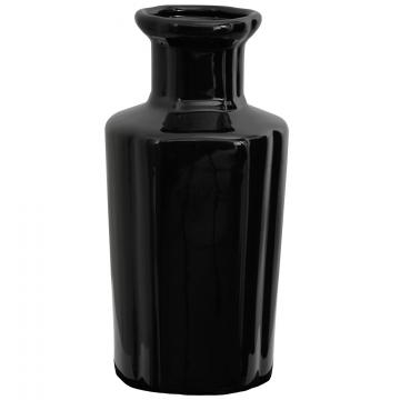 12" Solid Black Hexagonal Porcelain Vase