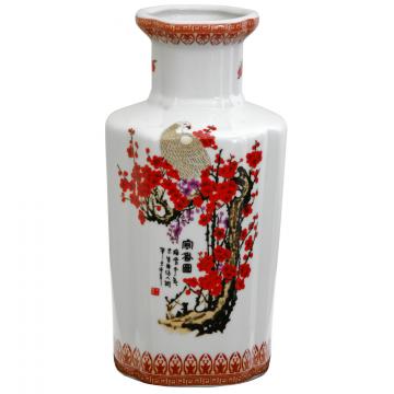 12" Cherry Blossom Hexagonal Porcelain Vase