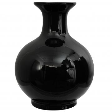 12" Solid Black Porcelain Vase