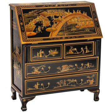 Black Lacquer Secretary Desk - Ching Ming