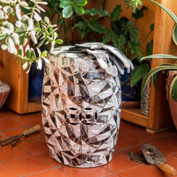 18" Marble & Gold Design Garden Stool