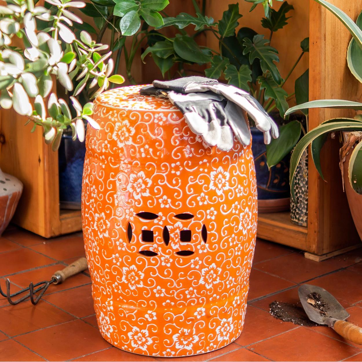 Orange garden stool deals