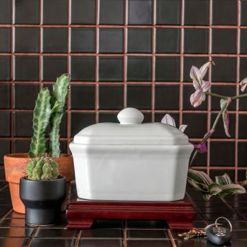8" White Porcelain Covered Jar