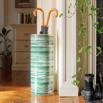 24" Striped Green Umbrella Stand