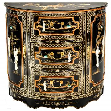Black Lacquer Half-Moon Cabinet - Royal Ladies