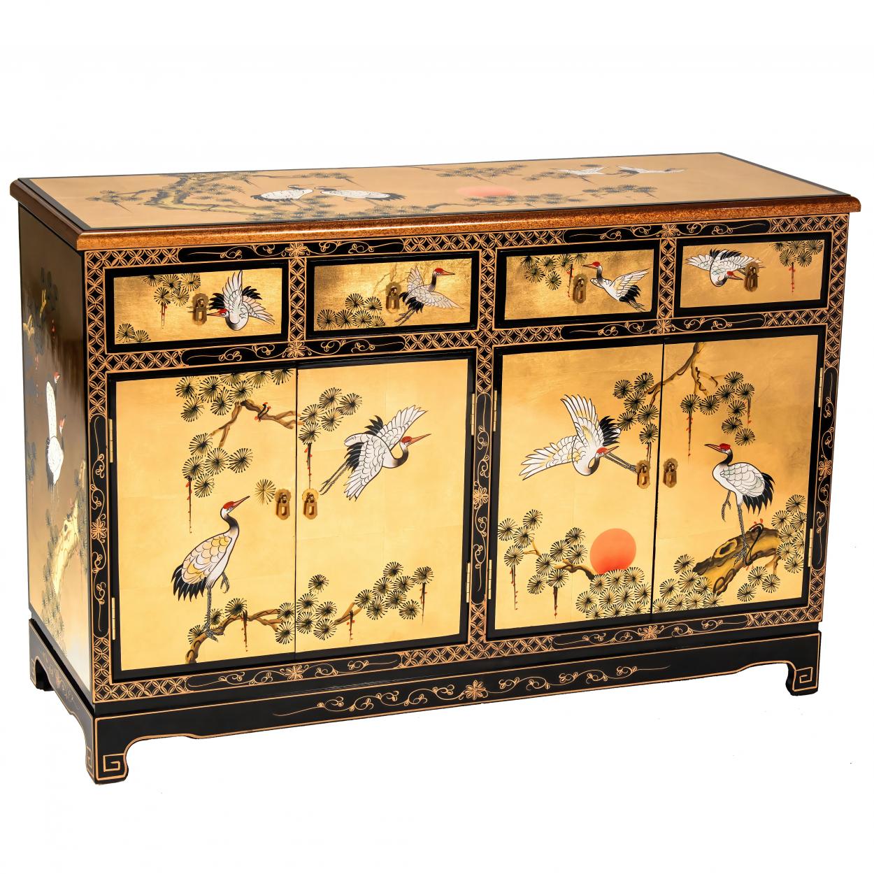 Buy Gold Lacquer Sideboard Cranes Online L3 3018