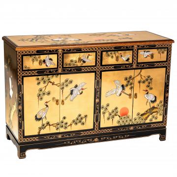 Gold Lacquer Sideboard - Cranes