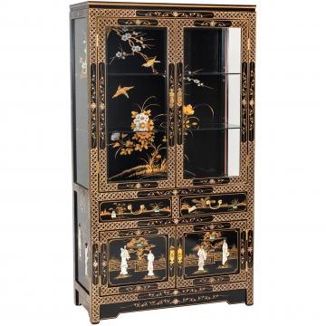 Black Lacquer China Cabinet - Royal Ladies