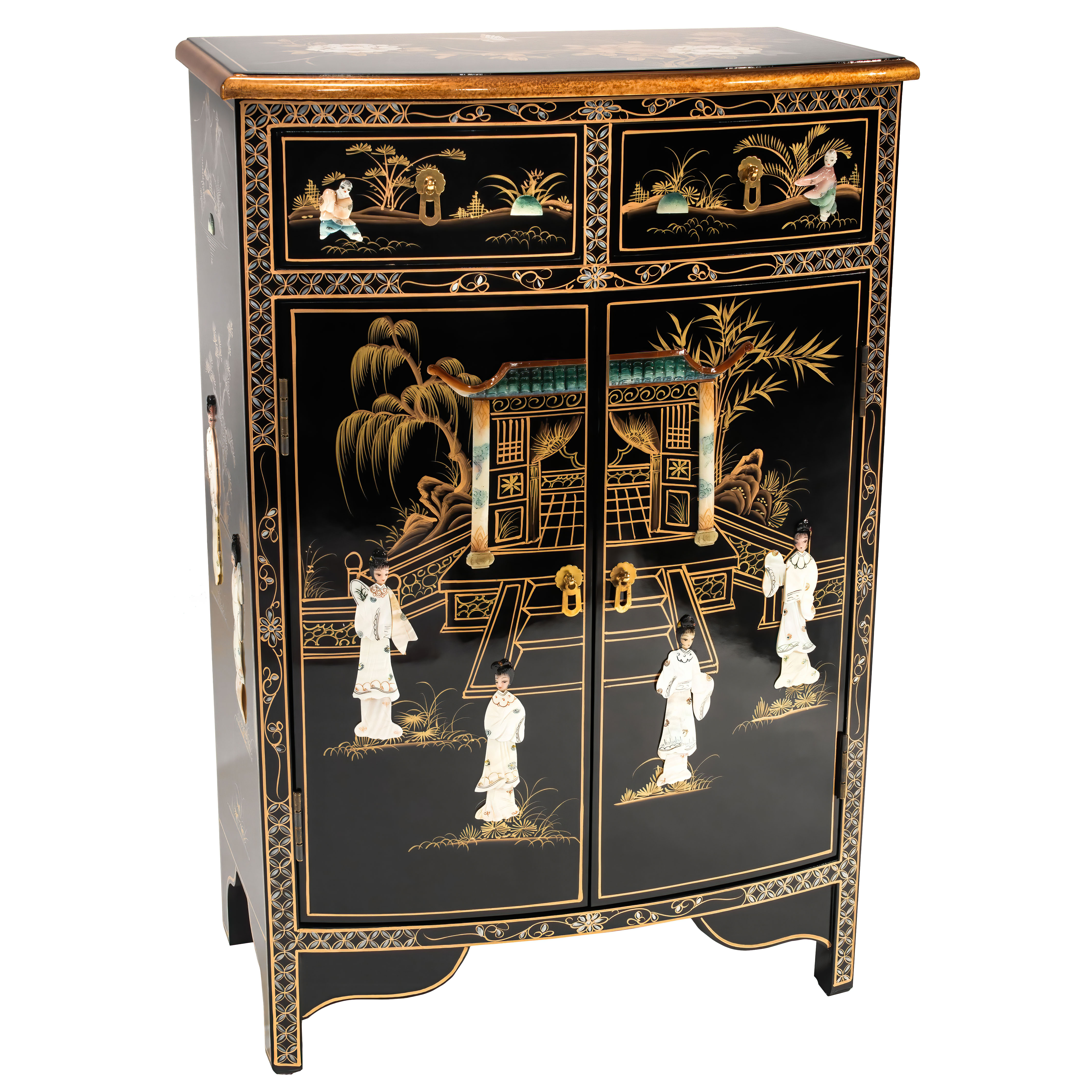 Buy Black Lacquer Half-Round Cabinet - Royal Ladies Online