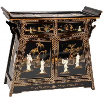 Black Lacquer Altar Cabinet - Royal Ladies