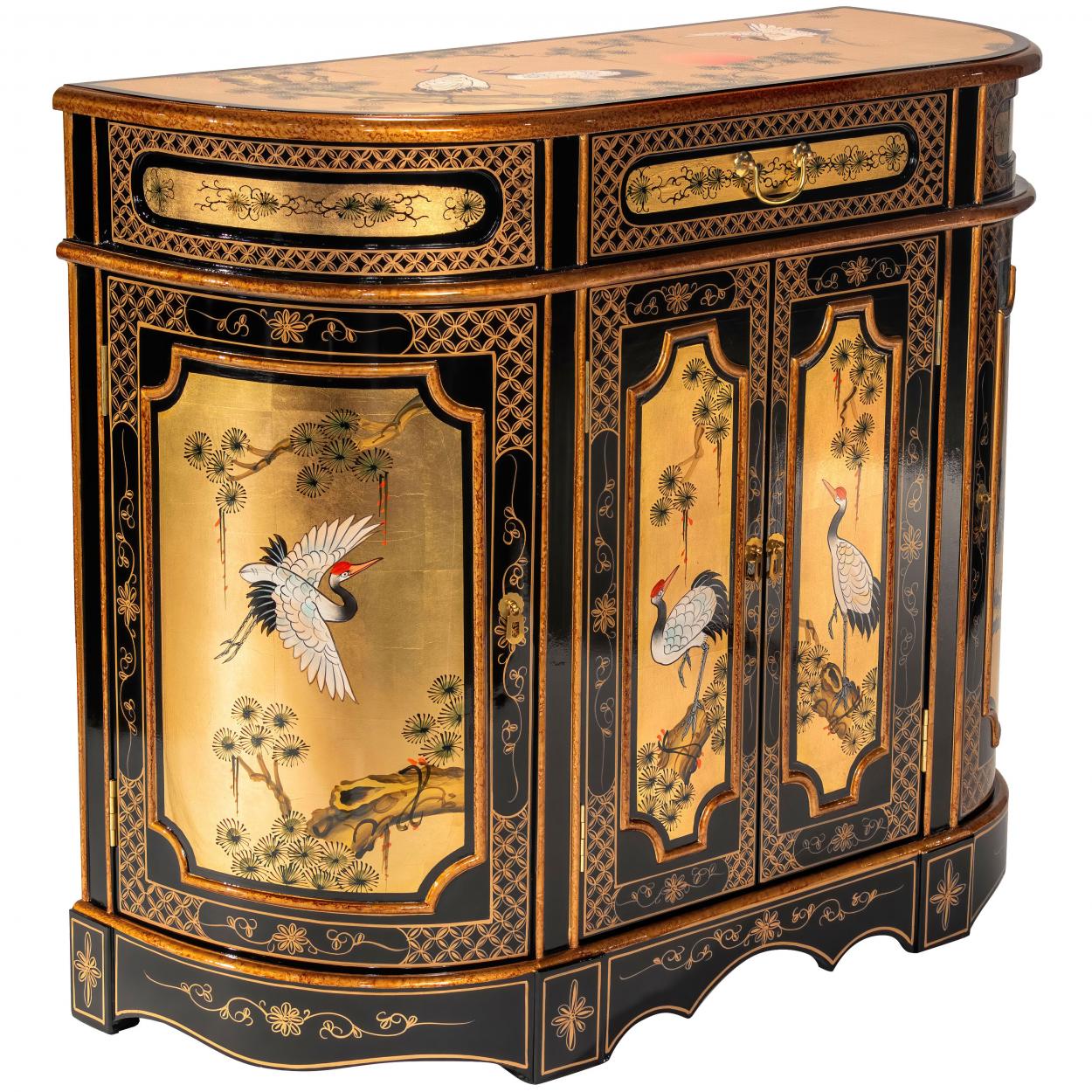 Buy Gold Lacquer Cabinet - Cranes Online (L3-MF-8353G