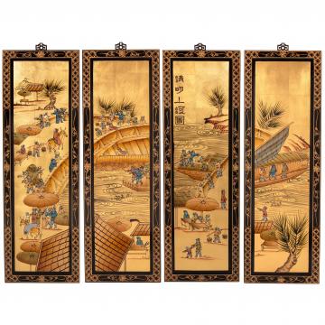 Gold Lacquer Wall Screen - Ching Ming