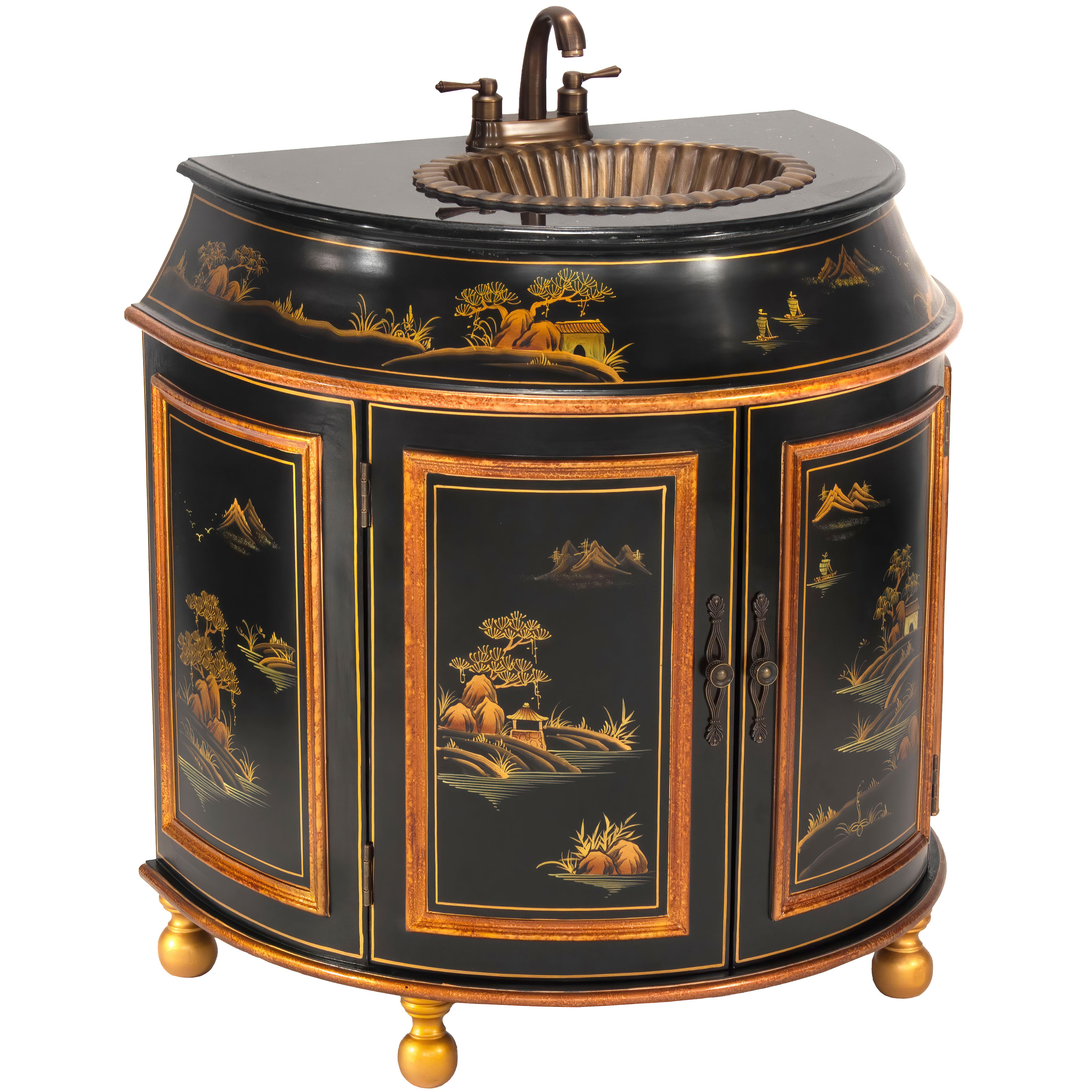 Buy Black Lacquer Small Round Bathroom Sink Landscape Online (L3MV25YBML) Satisfaction