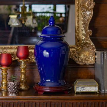 18" Deep Blue Temple Jar