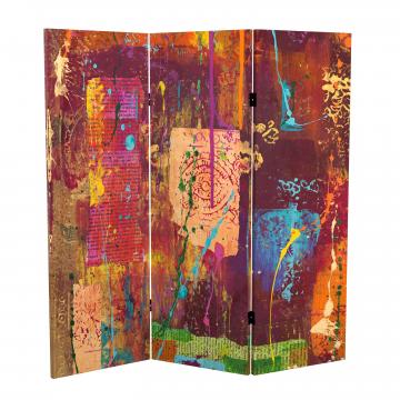 4 ft. Short Double Sided India Canvas Folding Screen