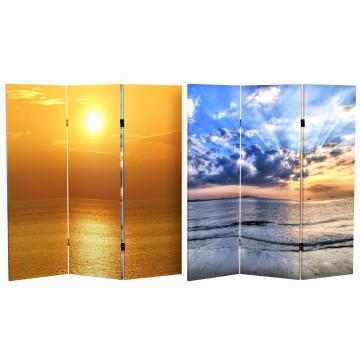 4 ft. Short Double Sided Sunrise Canvas Folding Screen