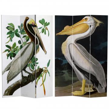 6 ft. Tall Double Sided Audubon Pelican Canvas Room Divider
