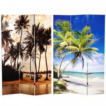 6 ft. Tall Double Sided Sunset Palms Canvas Room Divider