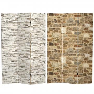 6 ft. Tall Double Sided Stone Wall Canvas Room Divider