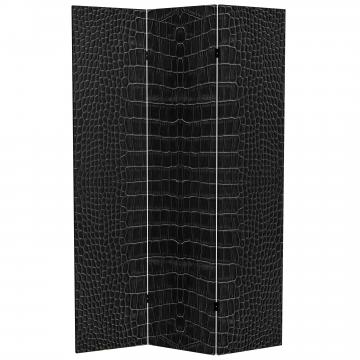 6 ft. Tall Double Sided Black Crocodile Print Canvas Room Divider