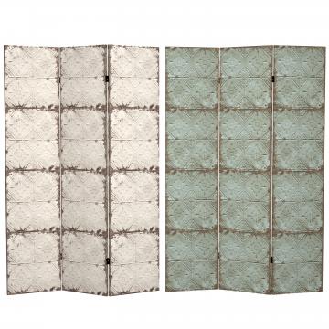 6 ft. Tall Double Sided Antiqued Paneling Canvas Room Divider