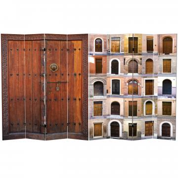6 ft. Tall Double Sided Doors Canvas Room Divider 4 Panel