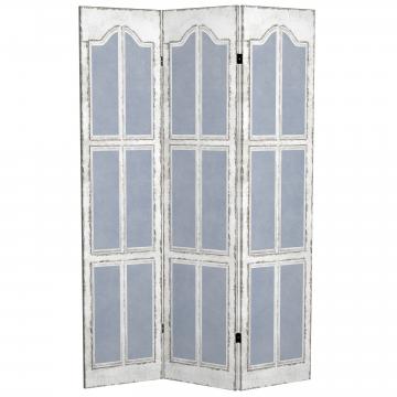6 ft. Tall Double Sided Blue and White Shutters Canvas Room Divider