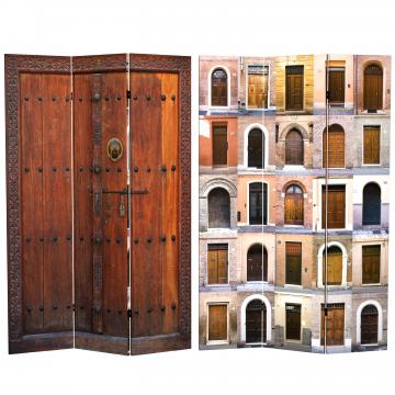6 ft. Tall Double Sided Doors Canvas Room Divider