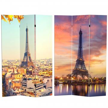 6 ft. Tall Double Sided Eiffel Tower Sunset Canvas Room Divider