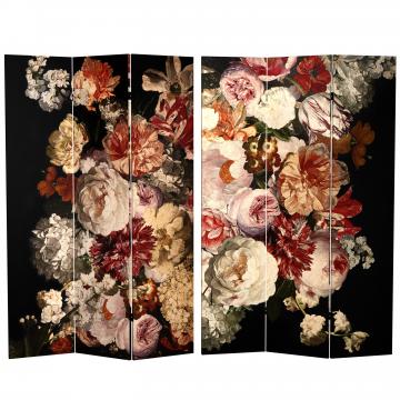 6 ft. Tall Double Sided Vintage Flowers Canvas Room Divider
