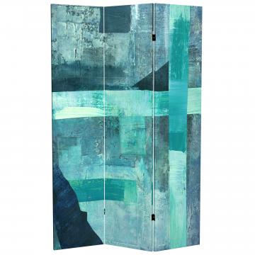 6 ft. Tall Double Sided Indigo Shadow Canvas Room Divider
