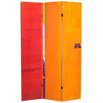 6 ft. Tall Double Sided Vermilion Canvas Room Divider