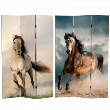 6 ft. Tall Double Sided Galloping Horses Canvas Room Divider