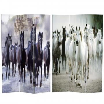 6 ft. Tall Double Sided Horses Canvas Room Divider