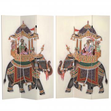 6 ft. Tall Double Sided Raja's Elephant Canvas Room Divider