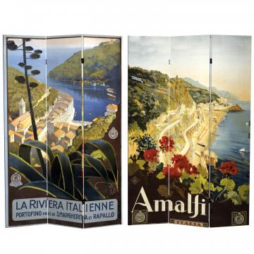 6 ft. Tall Double Sided Amalfi/Riviera Canvas Room Divider
