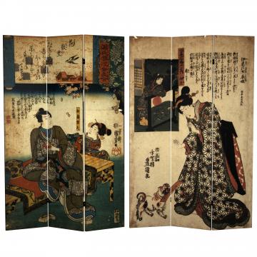 6 ft. Tall Double Sided Japanese Figures Room Divider