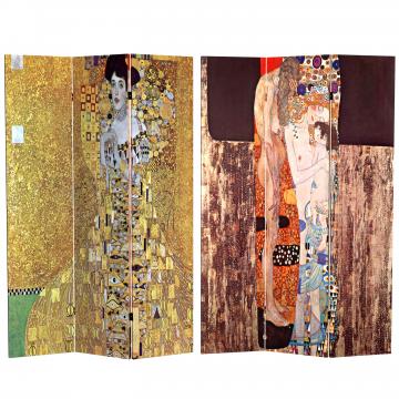 6 ft. Tall Double Sided Works of Klimt Room Divider - Block Bauer/Three Ages of Woman