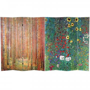 6 ft. Tall Double Sided Works of Klimt Room Divider - Tannenwald/Farm Garden
