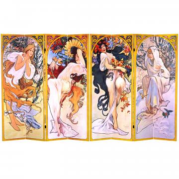 6 ft. Tall Double Sided Four Seasons Canvas Room Divider