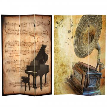 6 ft. Tall Double Sided Music Room Divider - Piano/Phonograph
