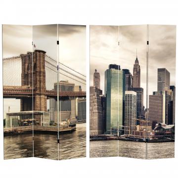 6 ft. Tall Double Sided New York River Canvas Room Divider