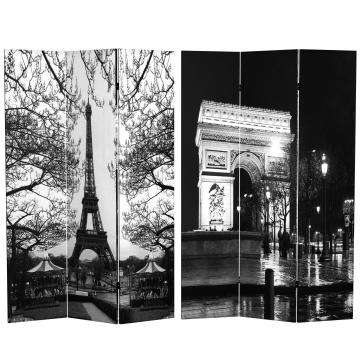 6 ft. Tall Double Sided Paris Room Divider - Eiffel Tower/Arc de Triomphe