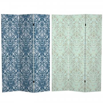 6 ft. Tall Double Sided Ocean Damask Canvas Room Divider
